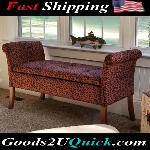 Designs4Comfort Garbo Storage Bench Ottoman, Forest Leopard Print Fabric