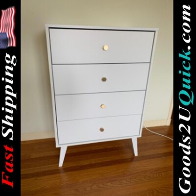 Milo Mid Century Modern 4-Drawer Vertical Chest Closet Organizer - White