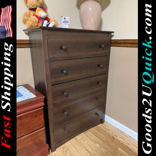 New Fremont 5 Drawer Wooden Dresser Chest, 16&quot; x 31.5&quot; x 45.25&quot;, Espresso