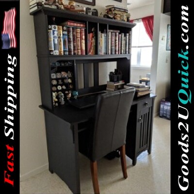 Salinas Small Computer Desk with Hutch Durable Work Surface Supports Books And More