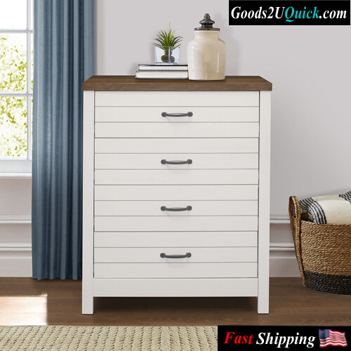 Lancaster Farmhouse 4-Drawer Dresser, Gray &amp; Ivory By Living Essentials