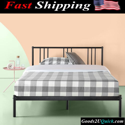NEW Sophia 31&quot; Black Metal Platform Bed with Headboard - King