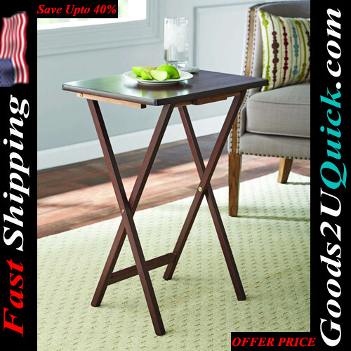 2-Pack Folding TV Tray Table Home Furniture Set in Walnut 19 x 15 x 26 inch