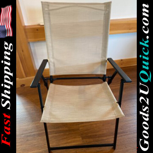 Set of 2 Greyson Square Outdoor Patio Steel Sling Folding Chair - Beige