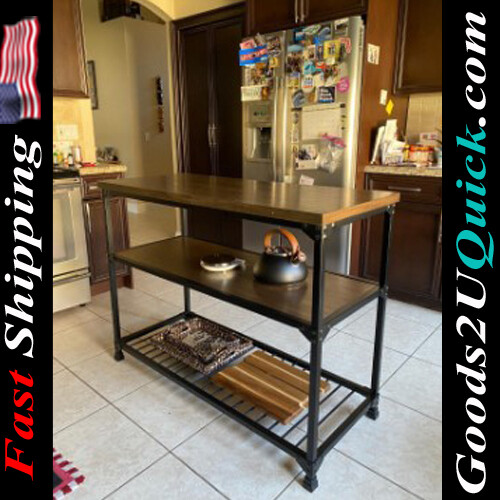 Cassy Multifunction Island, Kitchen Storage - Rustic Antique Oak/Black