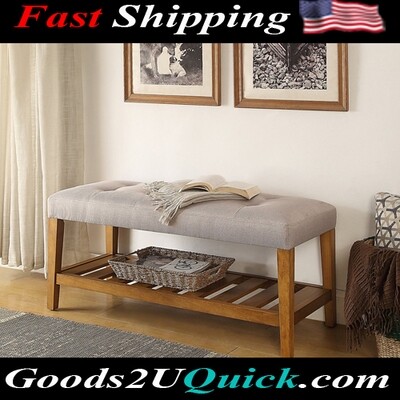 Wooden Bench With Open Storage Furniture - Gray & Oak