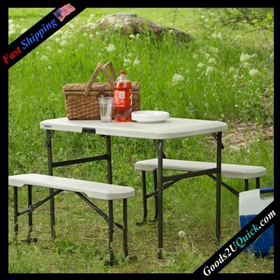New Outdoor Garden Patio Folding Picnic Table with Benches 80373
