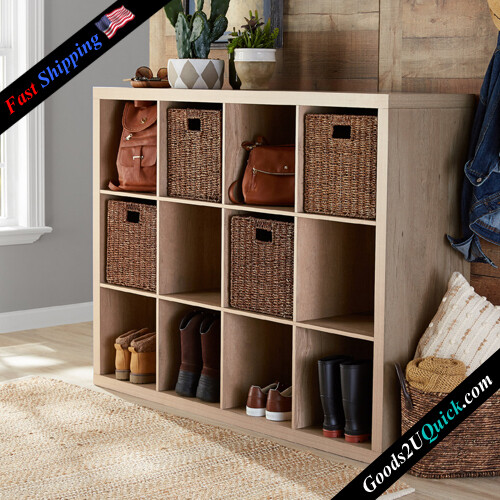 12-Cube Storage Organizer Perfect For Office Living Room And Playroom - Natural