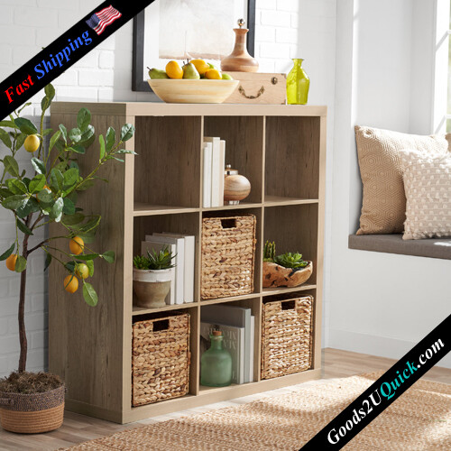 9-Cube Storage Organizer With Sleek, Open Back Design, -Natural
