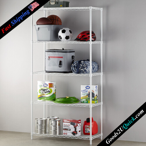 5-Shelf Wire Shelving Unit With Adjustable Feet Levelers - White | 36&quot;W x 16&quot;D x 72&quot;H