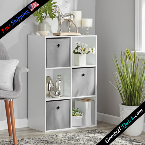 New Modern 6-Cube Storage Stylish Cube Organizer Bookcase - White
