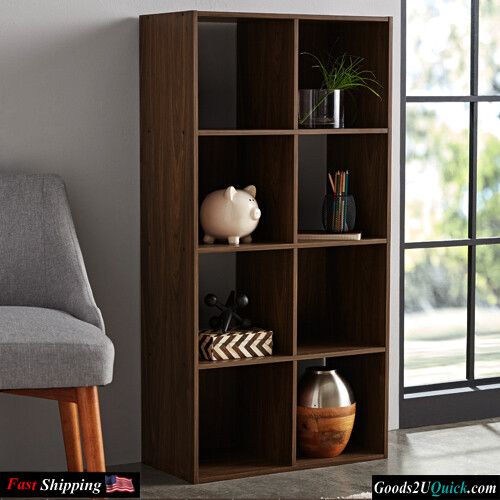 8-Cube Storage Organizer, Stylish Cube Organizer Bookcase Canyon Walnut