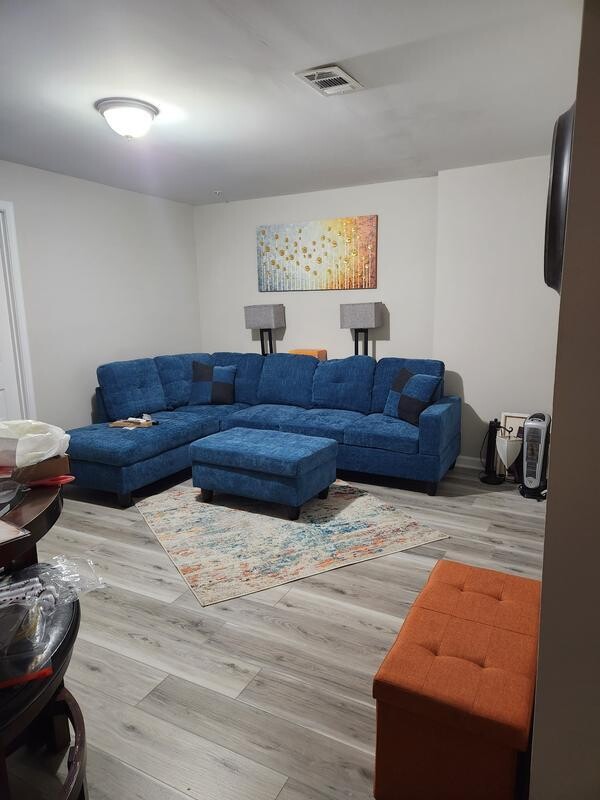 3-Piece Blue Microfiber 4-Seater L-Shaped Sectional with Ottoman