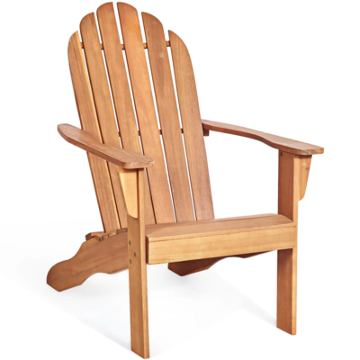 Outdoor Adirondack Chair Solid Wood Durable Patio Garden Furniture Natural