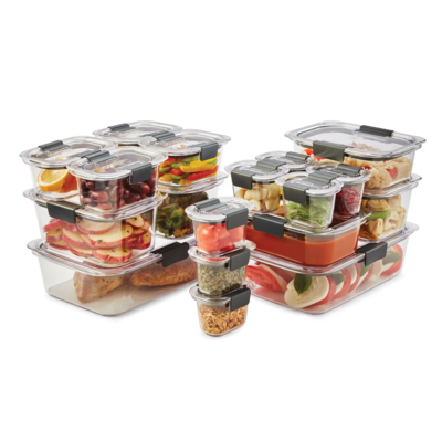 Rubbermaid Brilliance Food Storage Containers, 36 Piece Variety Set, Clear Tritan Plastic