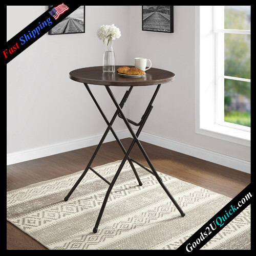 31&quot; Round High-Top Folding Table For Home Outdoor Patio And Office Furniture - Walnut