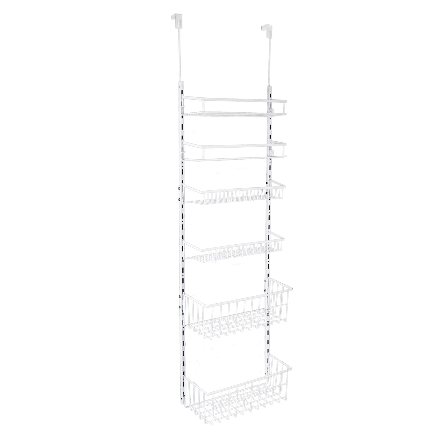 Over-The-Door Rack Organizer with 6 Adjustable Shelves Powder Coated Steel White