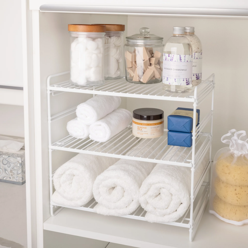 3-Tier Can Dispenser Rack Organizer Powder Coated Steel White