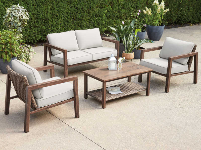 Willow Springs 4 Piece Conversation Set, Outdoor Furniture Pool Patio Set