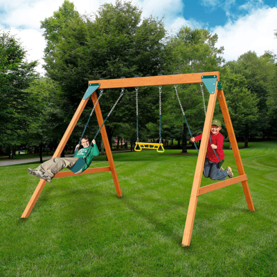 Swing-N-Slide PB 8360 Ranger Wooden Swing Set with Swings, Brown