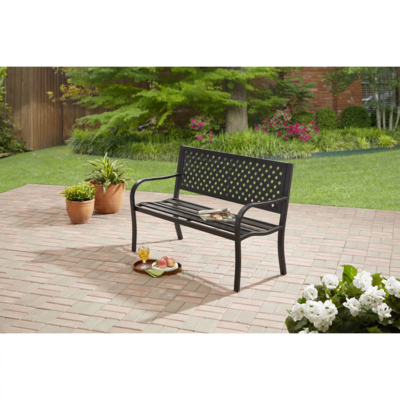 Mainstays Outdoor Black Durable Steel Patio Chair Bench - MS1630100111
