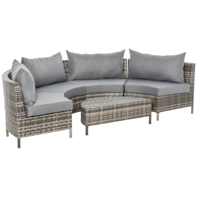 5 Pc Outdoor Conversational Piece Patio Furniture Sectional Set, Gray