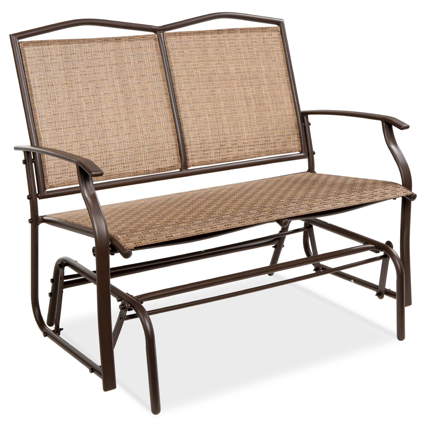 2-Person Outdoor Swing Glider Patio Loveseat Steel Bench Rocker Porch Armrests