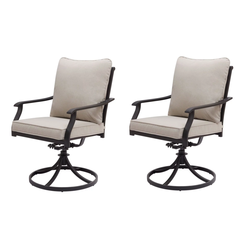 Set Of 2 Outdoor Swivel Rocking Chairs With Cushion Patio Furniture Beige NEW