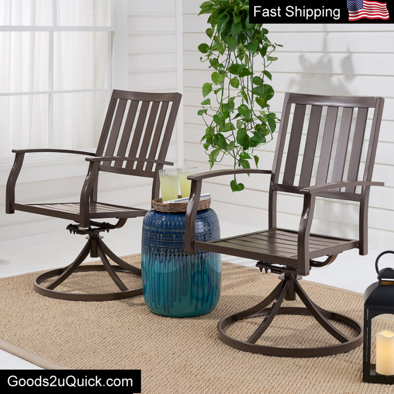 Swivel Chairs Metal SET OF 2 Outdoor Seats Steel Patio Porch Furniture