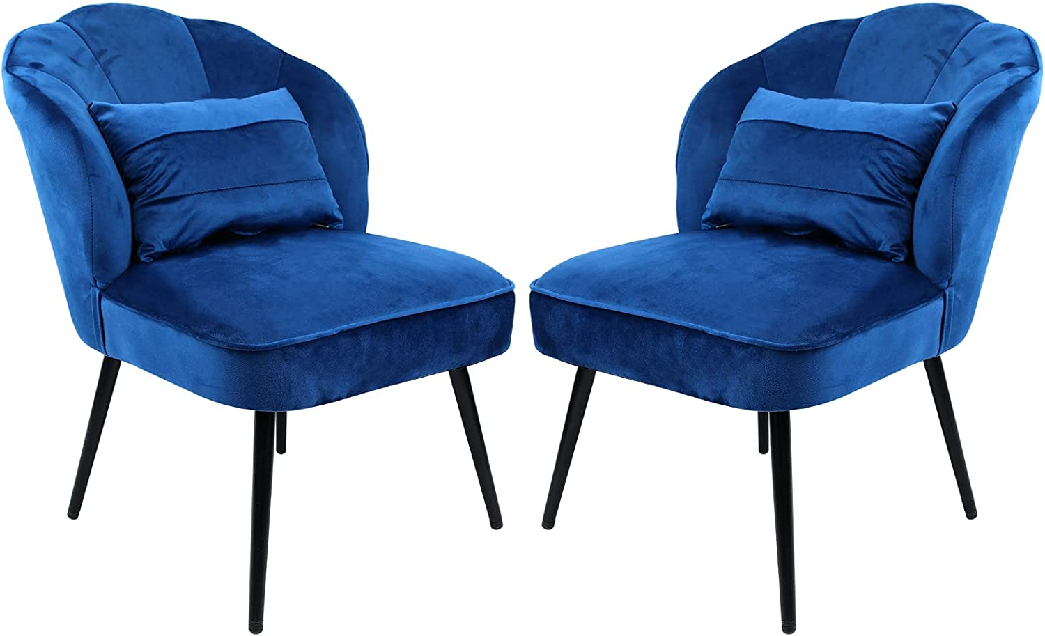 Set 2 Velvet Accent Chair Single Sofa Upholstered Leisure w/ Pillow Metal Legs