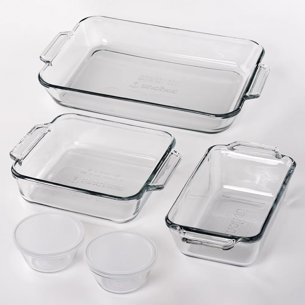 Anchor Hocking Clear Glass Bakeware Set, 7 Piece Set