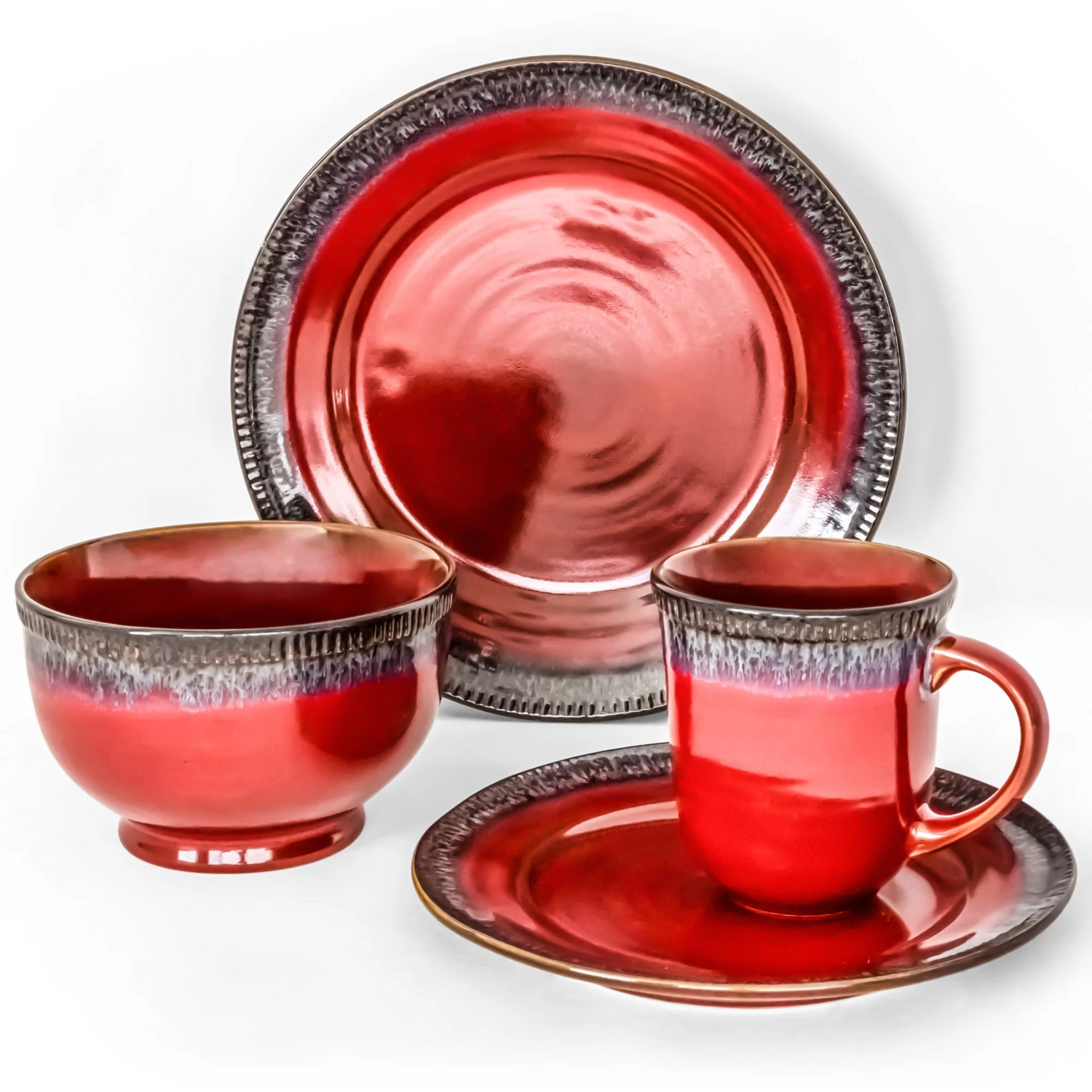 Better Homes &amp; Gardens Painted Canyon 16 Pieces Dinnerware Set, Red