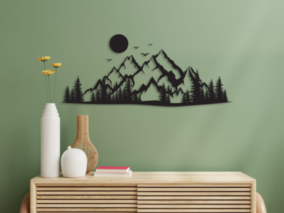 Mountain Metal Wall Art Decor, Mountain Range View, Nature and Forest Decorations, Home Decor, Metal Wall Hanging, Housewarming Gift Unique