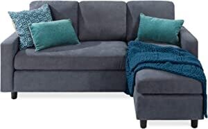 Sectional Sofa Couch w/ Chaise Lounge, Reversible Ottoman