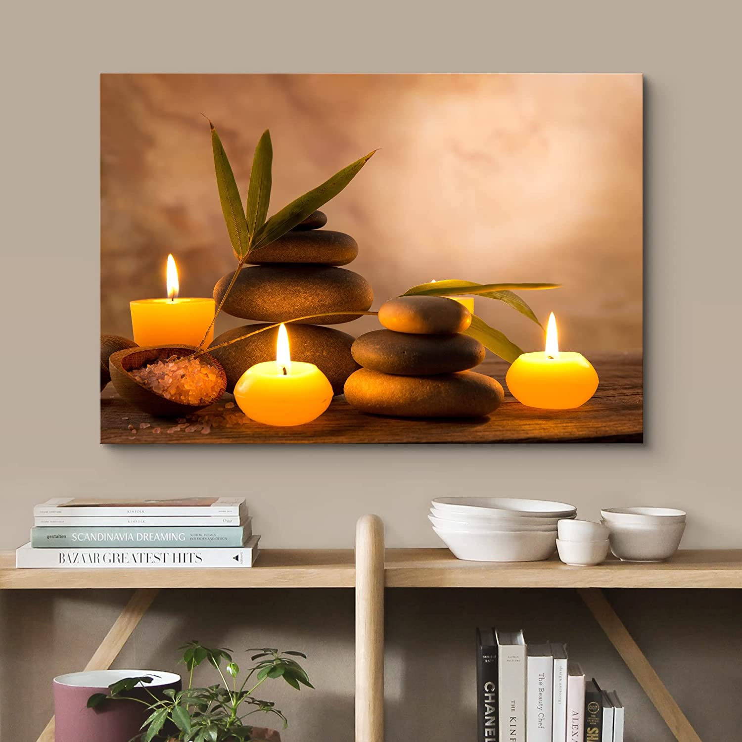 Wall26 - Aromatic Candles and Zen Stones - Canvas Art Wall Decor - 12&quot; x 18&quot;