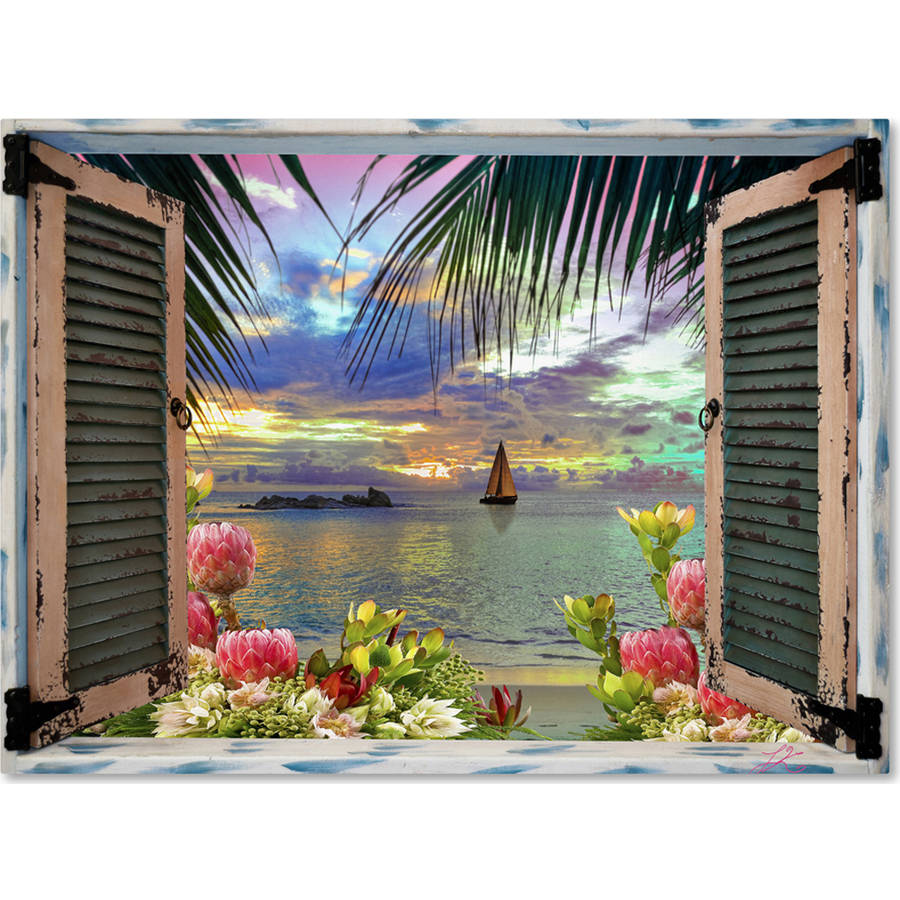 Trademark Fine Art &quot;Tropical Window to Paradise III&quot; Canvas Art by Leo Kelly
