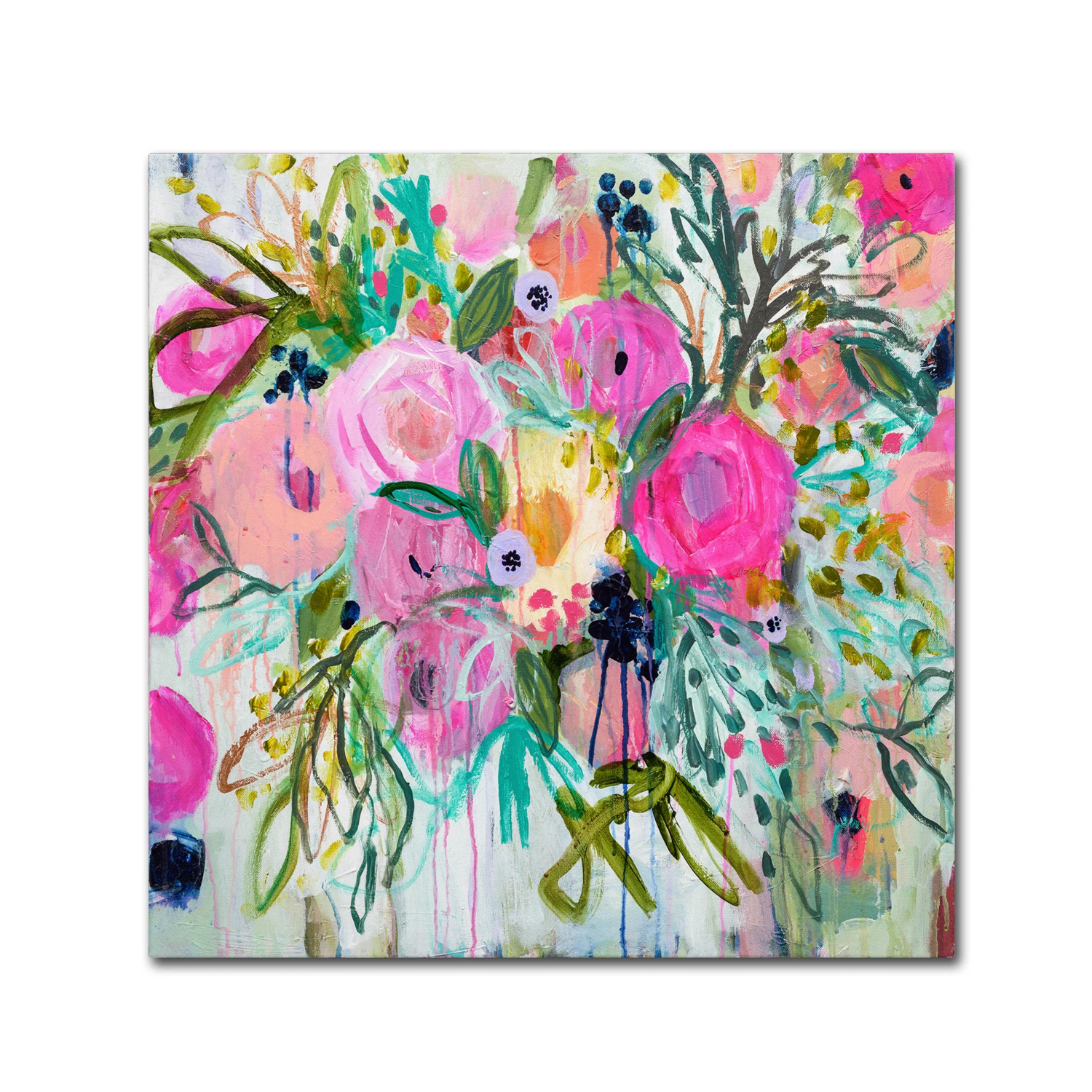 Trademark Fine Art 14x14 Floral Canvas Wall Art &#39;Rose Burst&#39; by Carrie Schmitt