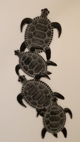 12.5 in. x 33.5 in. Metal Sea Turtle Wall Art Decor for Living Room Bathroom Home Condo