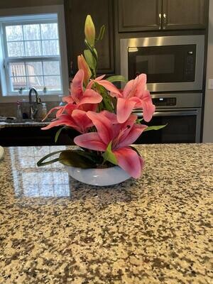 Artificial Plant Flowers Small Inside House Condo 18 in. Pink Lily Flowers