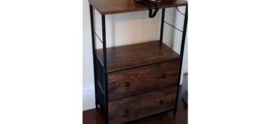Goods2UQuick Nightstand, Side Table, Dresser Tower with 2 Fabric Drawers, Storage Shelves, and Wooden Top, Rustic Brown For Bedroom Home Condo