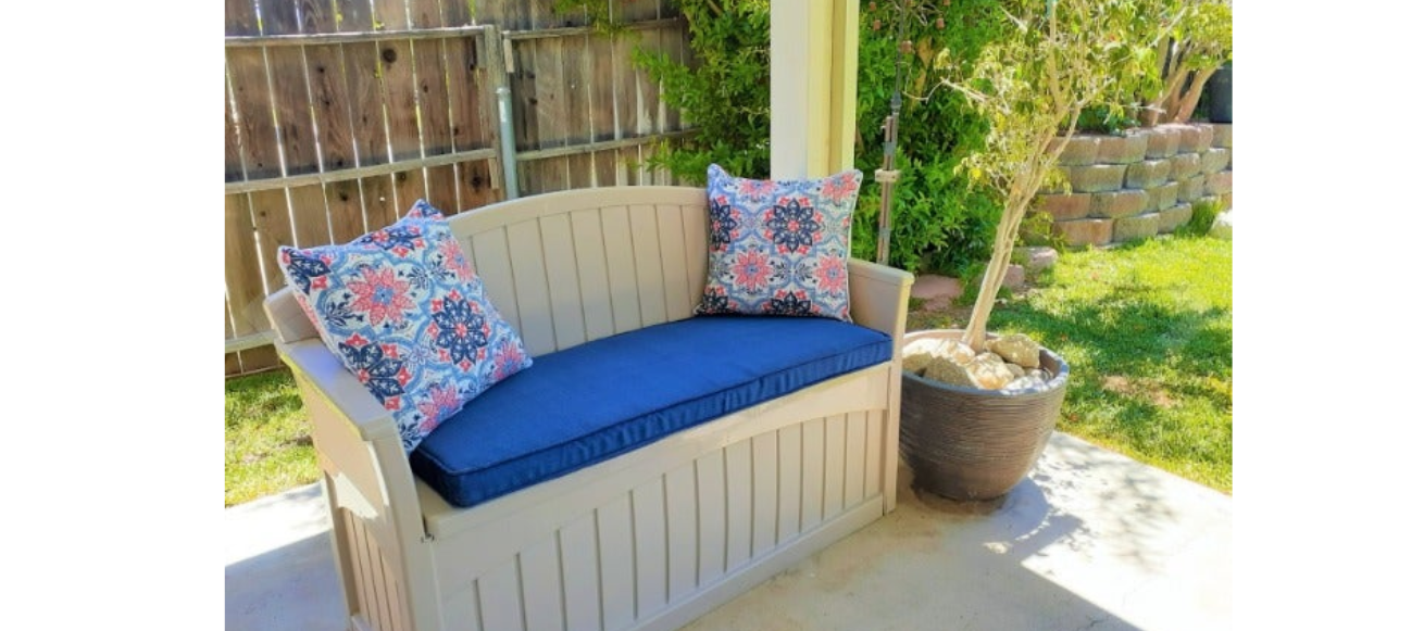 50 Gallon Patio Bench with Storage - Decorative Resin Outdoor Patio Bench