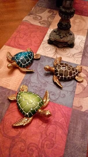 (Set of 3) Decorative Accents Sculptures Figurines Brown Polystone Turtle Sculpture Home decor