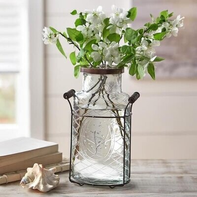 Decorative Accents Vases Artificial Plants and Flowers Glass and Metal Decorative Vase Indoor Outdoors