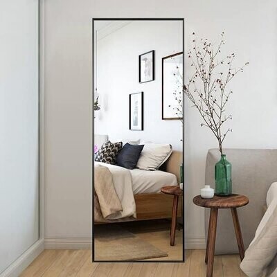 Home Decor Accent 64.17 in. H x 21.26 in. W Oversized Black Metal Modern Classic Full-Length Floor Standing Mirror