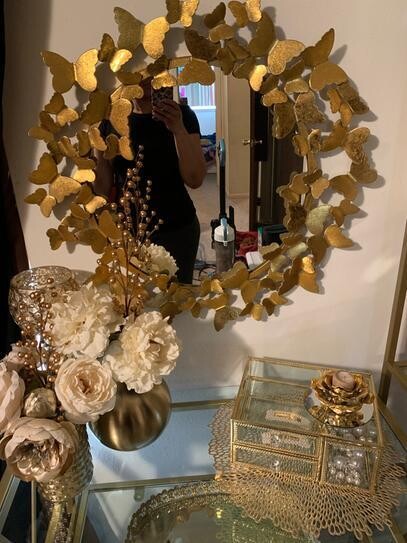 Beautiful Wall Mirror Home Accent Decor Butterfly 27 in. x 27 in. Round Framed Mirror