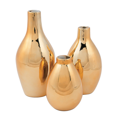 3 Pieces Goods2UQuick Home Accent Indoor Decorative Gold Metallic Vase Set (3Pc) - Home Decor Vases