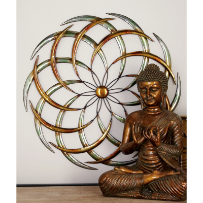Home Accent Beautiful DecMode Multi Colored Metal Wind Spinner Inspired Starburst Wall Decor