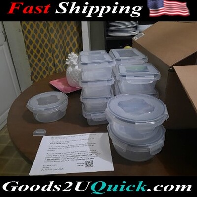 32 Piece Food Storage Containers Set with Easy Snap Lids (16 Lids + 16 Containers)