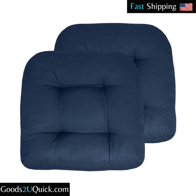 Indoor-Outdoor Reversible Patio Seat Cushion Pad 2-4-6-12 Pack 19&quot; x 19&quot; Blue