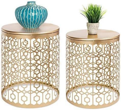 Home Decor Accent Metal Accent Table, Set of 2 Decorative Round End Tables Nightstands, Coffee Side Tables for Living Room Bedroom Office, Nesting - Gold